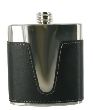 FL61 - 6oz Flask with Black Leather 'V' shape covering